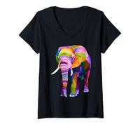 Mujer Elefante Pop Art Camiseta Cuello V