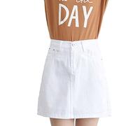 Mujer Elegante A Línea Mini Vaqueros Cintura Alta Falda Vaquera Blanco M