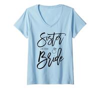 Mujer Elegante Anillo de Hermana de la Novia gráfico Camiseta Cuello V