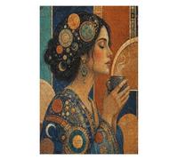 Mujer Elegante con Taza de té Puzzle 1000 Piezas de Madera, Reto Familiar