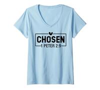 Mujer Elegido 1 Pedro 2:9 Christian God Men Women & Chrisitans Love Camiseta Cuello V