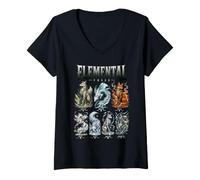 Mujer Elemental Zorros Vintage Animal Naturaleza Elementos Peludo Camiseta Cuello V