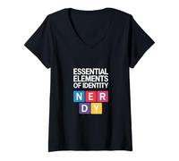 Mujer Elementos Esenciales de Identidad Nerd Camiseta Cuello V