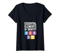 Mujer Elementos Esenciales de Identidad Nerd Camiseta Cuello V