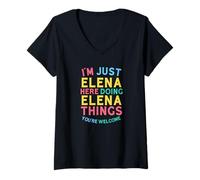 Mujer Elena Aquí Haciendo Elena Cosas Divertidas Elena Nombre Camiseta Cuello V
