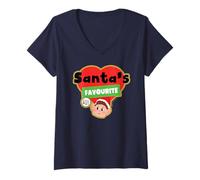 Mujer Elfos Behavin' Badly Santa's Favourite Elf Christmas Camiseta Cuello V