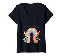 Mujer Elige amabilidad, corazón retro, positividad, sé amable y motivacional Camiseta Cuello V