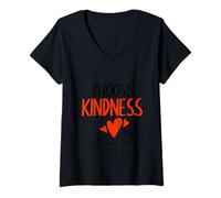 Mujer Elige amabilidad, corazón retro, positividad, sé amable y motivacional Camiseta Cuello V