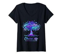 Mujer Elige la Vida Prevención del Suicidio Conciencia Vida agradecida Camiseta Cuello V