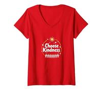 Mujer Elija la bondad Inspirando Unidad Compasión Mensaje Camiseta Cuello V, Rojo, M
