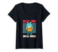 Mujer Eliminar su declaración de desintoxicación de Vida Digital analógica en Redes sociales Camiseta Cuello V
