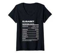 Mujer Elisabet Datos de Nutrición Nombre Gracioso Camiseta Cuello V