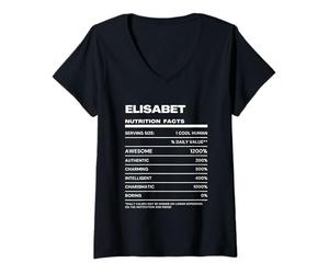 Mujer Elisabet Datos de Nutrición Nombre Gracioso Camiseta Cuello V