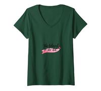 Mujer Ella creía Que sí, inspiraba el empoderamiento de Las Mujeres Camiseta Cuello V, Verde Bosque, M