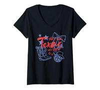 Mujer Ella es de Texas I Can Tell Western Cowgirl Retro Vintage Camiseta Cuello V