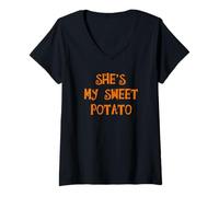 Mujer Ella es mi batata Camiseta Cuello V