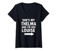 Mujer Ella es mi Thelma y yo soy su Louise Arrow Camiseta Cuello V