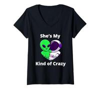 Mujer Ella es mi Tipo de Pareja Loca Diseño Nerd Love Camiseta Cuello V
