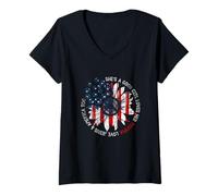 Mujer Ella es una Buena Chica ama a su mamá Jesús y América también Camiseta Cuello V