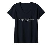 Mujer Ella está en flor y sin molestias fuera de alcance y en paz Camiseta Cuello V