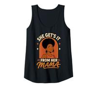 Mujer Ella lo obtiene de su mamá Madre Hija Afro Cita Camiseta sin Mangas