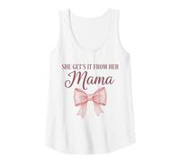 Mujer Ella lo recibe de su Madre, Madre e Hija, a Juego con Lazos. Camiseta sin Mangas