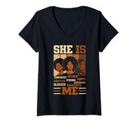 Mujer Ella Soy yo, Hermosa, bendita, afromelanina, Historia Negra, Mujeres Camiseta Cuello V