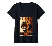 Mujer Ella Soy yo, Hermosa, bendita, afromelanina, Historia Negra, Mujeres Camiseta Cuello V