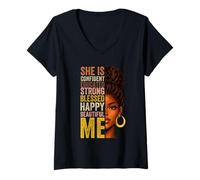 Mujer Ella Soy yo, Hermosa, bendita, afromelanina, Historia Negra, Mujeres Camiseta Cuello V