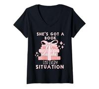 Mujer Ella tiene un libro para cada situación Camiseta Cuello V