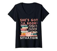 Mujer Ella tiene un libro para cada situación Camiseta Cuello V