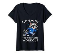 Mujer Elopement El Entrenamiento Inesperado Divertido Autismo Mapache Camiseta Cuello V