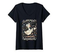 Mujer Elopement Wrangler - Planificador de Boda para Mujer, diseño de Ganso Camiseta Cuello V