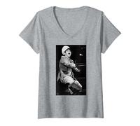 Mujer Elton John Jump Up! Tour Era Ojos Azules 1982 Camiseta Cuello V