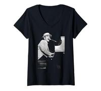 Mujer Elton John Tour Europeo Expreso Rompiendo Corazones Camiseta Cuello V