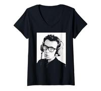Mujer Elvis Costello Viendo la era de los Detectives 1977 Retrato Camiseta Cuello V