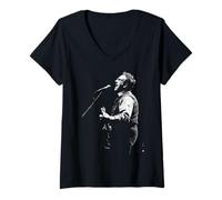 Mujer Elvis Costello y Las Atracciones Oliver's Army Foto en Vivo Camiseta Cuello V