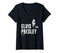 Mujer Elvis Presley El Rey del Rock 'N' Roll Side Shot Camiseta Cuello V