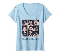 Mujer Elvis Presley El Rey Flash de Memphis del Rock 'N' Roll Camiseta Cuello V