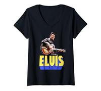 Mujer Elvis Presley - Retrato oficial de guitarra Camiseta Cuello V