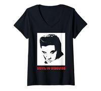 Mujer Elvisly Tuyo Elvis Presley Diablo Disfrazado Camiseta Cuello V