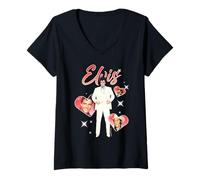 Mujer Elvisly Yours Elvis Presley - Corazones de Amor para el día de San Valentín Camiseta Cuello V