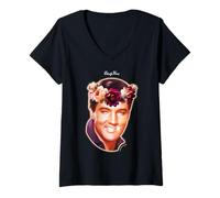 Mujer Elvisly Yours Elvis Presley El Rey del Rock & Roll Flores Camiseta Cuello V