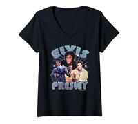 Mujer Elvisly Yours Elvis Presley El Rey Retro Montage Camiseta Cuello V