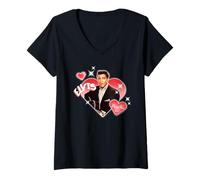 Mujer Elvisly Yours Elvis Presley Love Hearts Día de San Valentín Camiseta Cuello V