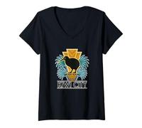 Mujer Emblema Art Deco de la Ciudad de Kiwi Camiseta Cuello V