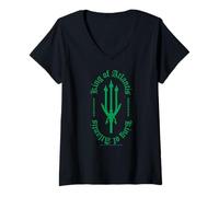 Mujer Emblema Circular Trident de los señores de la Atlántida Aquaman Camiseta Cuello V