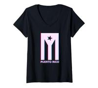 Mujer Emblema de estrella de Puerto Rico, estilo bandera de Boricua Camiseta Cuello V