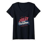 Mujer Emblema de Navidad Jolly Good Camiseta Cuello V