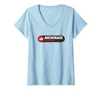 Mujer Emblema del Logotipo de Anchorage - Anchorage Alaska Camiseta Cuello V